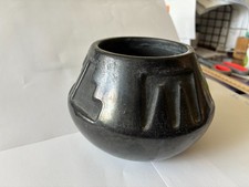 Signed Tony & Juanita Pena carved blackware San Ildefonso Pueblo pottery bowl picture