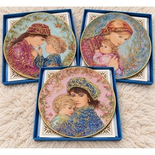 Vintage Edna Hibel Knowles Mothers Day Plates Lot 1986 1987 1988 Boxed COA Gift picture