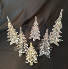 Lot of 6 Vintage Silvestri Opalescent Twisted Top Crystal Christmas Trees READ picture