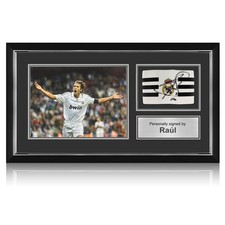 Raul Signed Real Madrid Captain's Armband. Framed picture