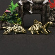 1 Pairs Brass Fish Figurines Small Statue Home Ornaments Animal Figurines Gift picture