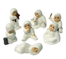 Set Of 7 Snow Babies Signed Collectible Christmas Figurines Glitter picture