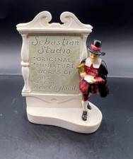 Vtg Sebastian Miniatures Town Crier Dealer Sign Plaque Prescott Baston Chalk picture