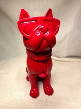 Cool French Bulldog Figurine Red Resin Statue Sunglasses Scarf Sitting Frenchie picture