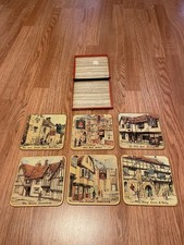 WIN-EL-WARE 6pc Pictorial Architecture Coaster Set w/ Case Made in England picture