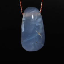 Genuine Ancient Greco Bactrian Blue Agate Stone Bead Pendant in good Condition picture