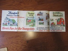 RARE Vintage Advertising Borden's Dairy Farm UNCUT 40x13 Milk Cows Barn Kids picture