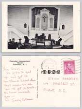 Pawtucket Congregational Church RI Interior Postcard c.1960s picture