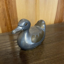 Vintage Pewter & Brass Duck Trinket Box Container Metal Lidded Heavy picture
