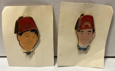 Vintage Laurel and Hardy  Enamel Lapel Pin Set NOS picture