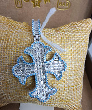 HQ Brass Over 18kt Gold Filled Cubic Zirconia Cross In Display Box picture