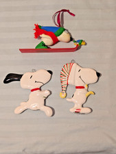 Vintage 1966+1972 Snoopy Ornaments, Porcelain, Plastic. picture
