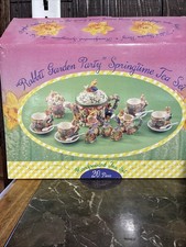 1998 Mercuries Rabbit Garden Party Springtime Tea Set Handpainted 20pc Easter picture