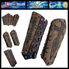 HiiFeuer Medieval Embossed Arm Bracers, Retro Faux Leather Knight Arm Gauntlets, picture
