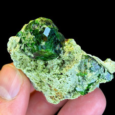Rare Demantoid Garnet Crystal Cluster on Matrix, Green Andradite Mineral Specime picture