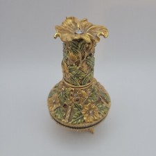 Vtg 2004 Ornate Gold Floral Glass Perfume Bottle 3.5