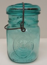 Vintage Ball Ideal 1 Quart Mason Jar Bicentennial Eagle Blue Glass Lid 1976 A25 picture