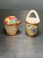 Vintage Fruit Basket Ceramic Salt & Pepper Shakers Made In Japan picture