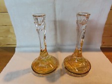 RCR Royal Crystal Rock lead crystal amber color candelsticks Made in Italy picture