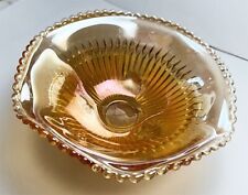 Vintage Jeannette Marigold Carnival Glass Bowl 3 Footed Candy Dish 6 Inches picture