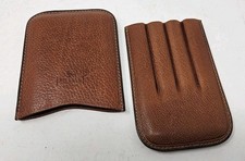 Pheasant by R D Gomez 4 Cigar Case Brown Leather Holder Made in Spain Excellent  picture