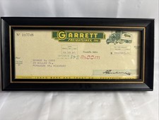 RARE 1960 Garrett Freightlines Inc. Trucking Framed Bank Check Dated 4/15/1960 picture