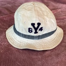 Vtg Yale University Bucket Hat White Cotton Blue Band Letter Class of 1964 Med picture