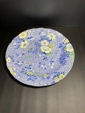 Spode Blue Chintz Dinner Plate White Blue & Yellow Flowers On Blue 10.5