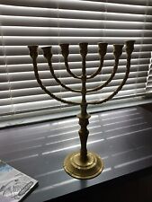 Vintage Brass 7 Arm Menorah Judaica Hanukkah Isreal picture