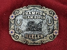 X~Treme ☆2012☆Team Roping Heeler☆RODEO CHAMPION TROPHY BUCKLE☆4x5 Size☆Rare☆286 picture