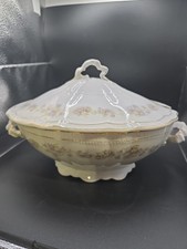 Antique Haviland Limoge France Large Porcelain Tureen  Lilac Floral /Gold Trim picture