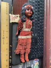 Vintage Cherokee Native American Doll Qualla Reservation NC w Tag/Papoose picture