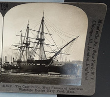 Stereoview The Frigate Constitution Boston Navy Yard Massachusetts 1900s picture