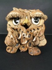 Owl Sculpture/Figurine Signed Handmade Studio Art Pottery, 5