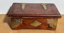 Antique Ireland's Chocolates Wooden Candy Box St Louis MO Ornate Brass Hardware picture