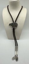 Alton Bedonie Navajo Native American Sterling Silver Bear Bolo Tie 78.1g #o1 picture