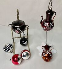RARE Vtg. Handblown Mercury Christmas Ornaments Made in Germany Coffee Pot Vase picture
