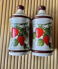 Vintage 1970s Ceramic Strawberry Salt and Pepper Shakers, Japan picture