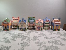 Avon Miniature 7pc Ceramic Spice House Canister Set w/Lids  3.5in x 2in picture