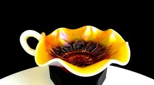 Dugan Peach Opalescent Leaf Rays Carnival Glass Antique 6