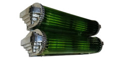 1 PC VINTAGE ART DECO NICKEL GREEN GLASS ROD WALL SCONCE LIGHT NAUTICAL #A84 picture