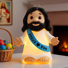 Jesus Night Light,Resin Jesus Sculpture Lamps,Mother'S Day,Religious Statue Lamp picture