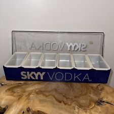 Vintage Metal Skyy Vodka Bar Blue And Silver Condiment Tray With Lid picture