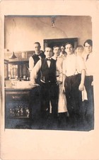 RPPC Antique Soda Fountain Drugstore Clerks Men Photo Vtg Postcard J64 picture