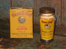 Lot 2 RARE Glass Onion Salt Shaker Full Sealed 12c MN Home Brand All-Spice Box picture