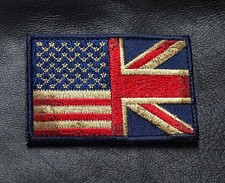 USA UK Flag 3.0 Inch Hook Fastener Tactical Embroidered Patch picture