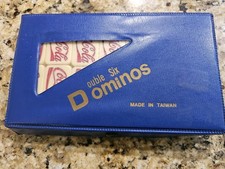 Vintage Coca-Cola Double Six Dominoes Complete 28 Pc Set Blue Case Taiwan picture