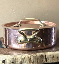 Stunning Dehillerin Hammered 28 cm Copper Rondeau Pan Braiser Pot w/Lid picture