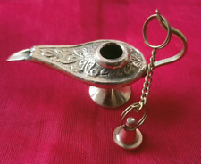 Brass Aladin Genie Oil Lamp Magic LampS Aladdin Chirag Incense Burner Antique 3