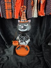 NEW HomeGoods Retro Halloween Black Cat Bobblehead Figurine Vintage Style 12” picture